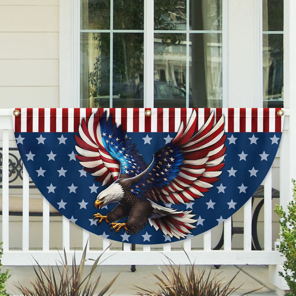 Patriotic Eagle We The People American Non-Pleated Fan Flag