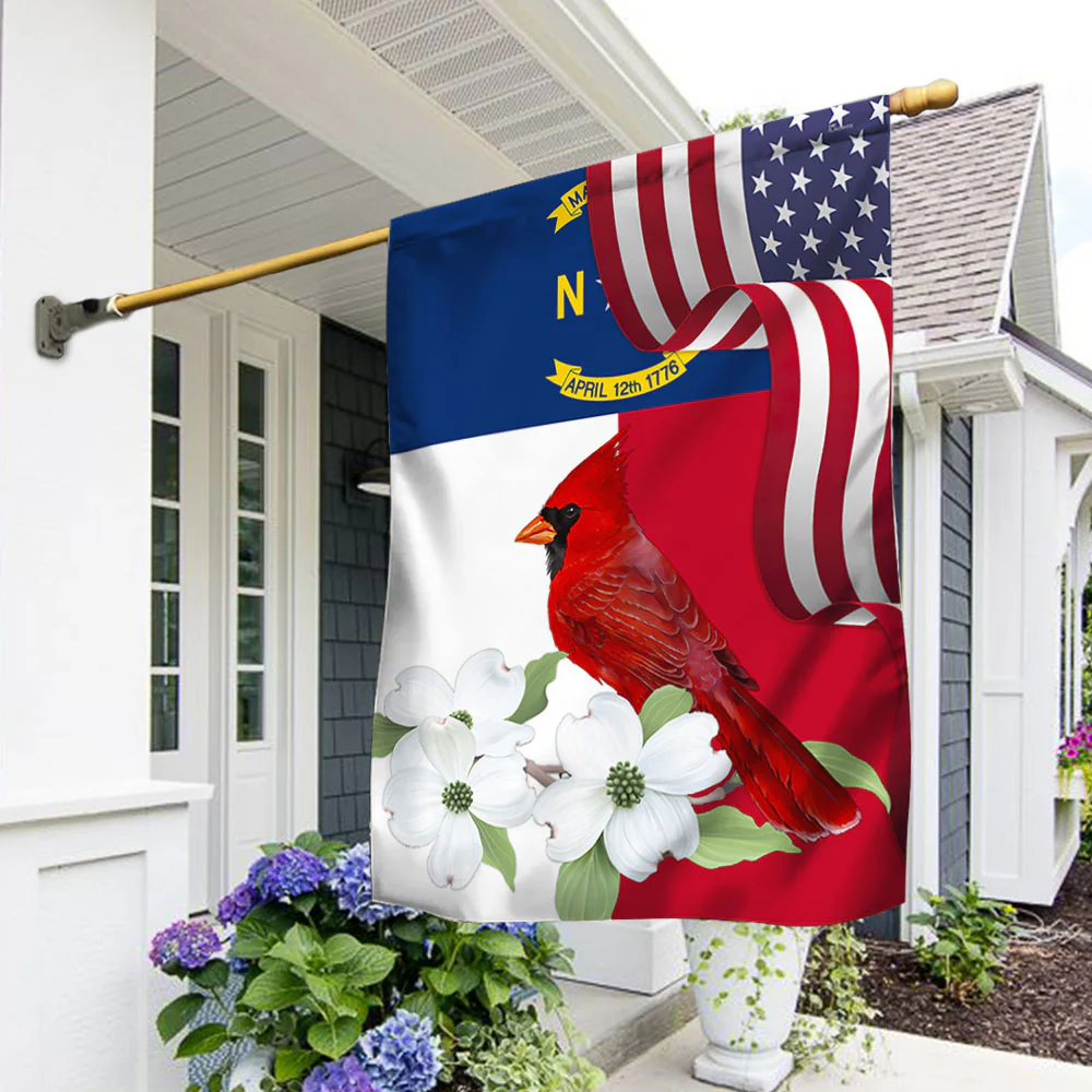 North Carolina State Cardinal and Dogwood Flower Flag MLN1141Fv4