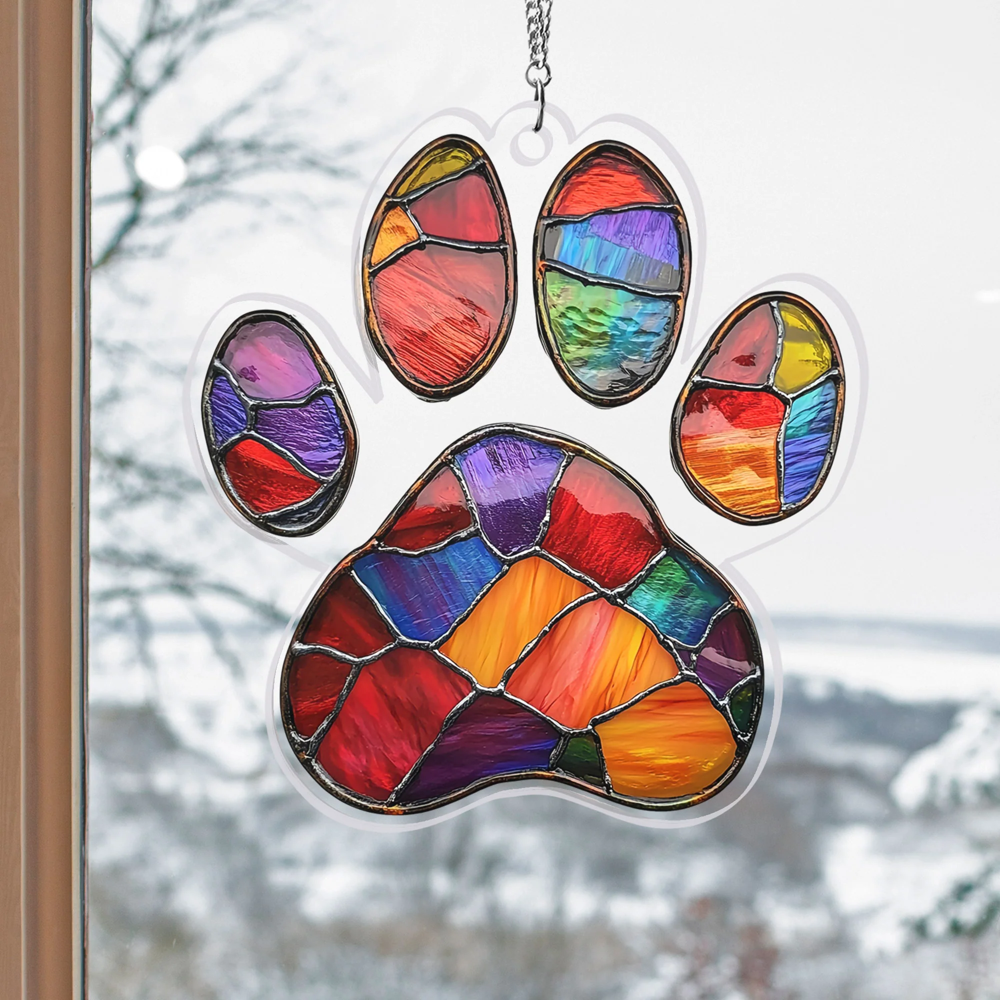 Dog Paw Print Acrylic Suncatcher Hanging