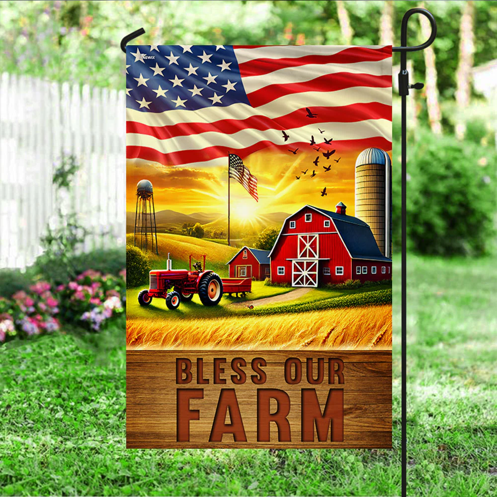 American Flag, Bless Our Farm, Tractor Farm Life Patriotic Flag
