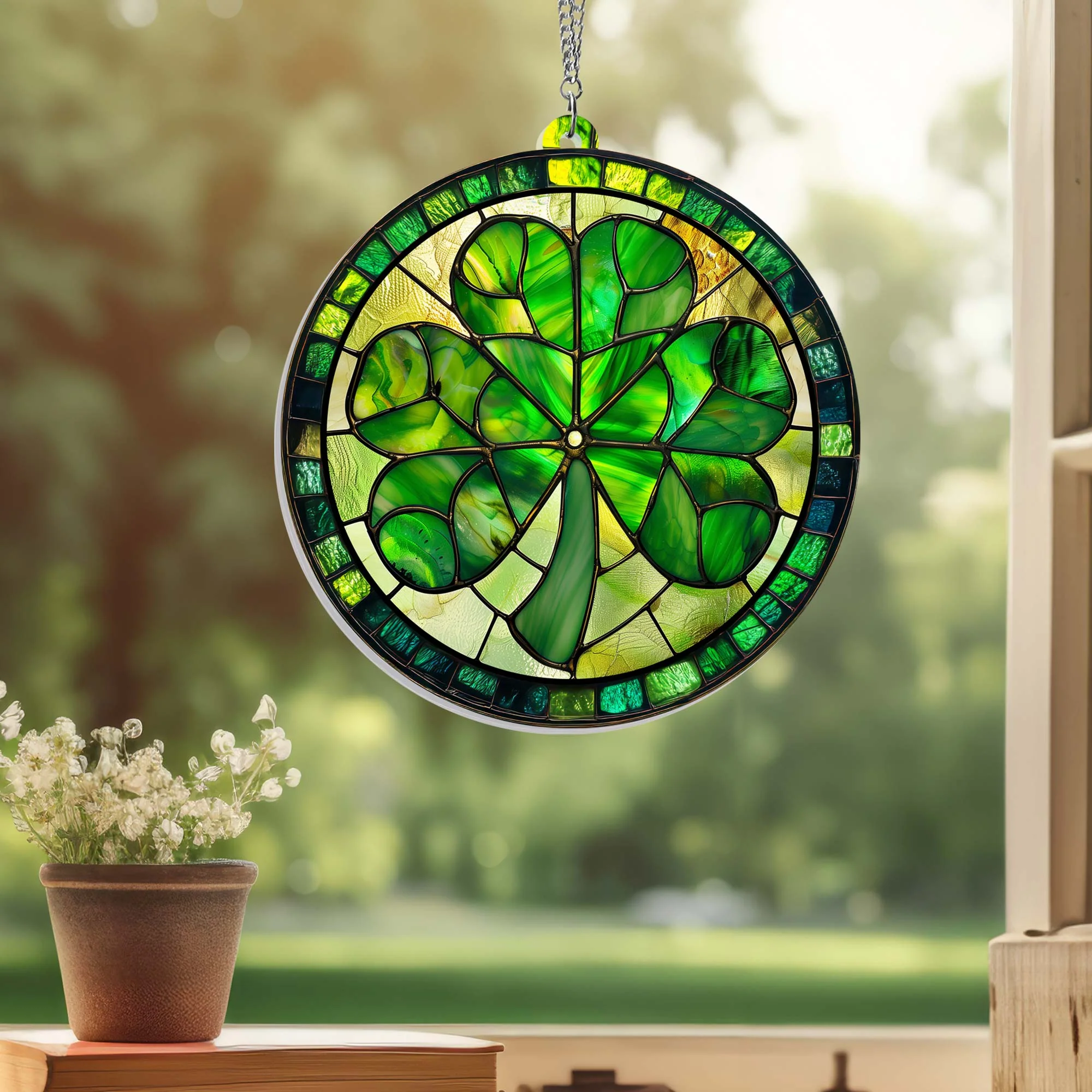Shamrock St. Patrick's Day Suncatcher Acrylic Hanging Sign