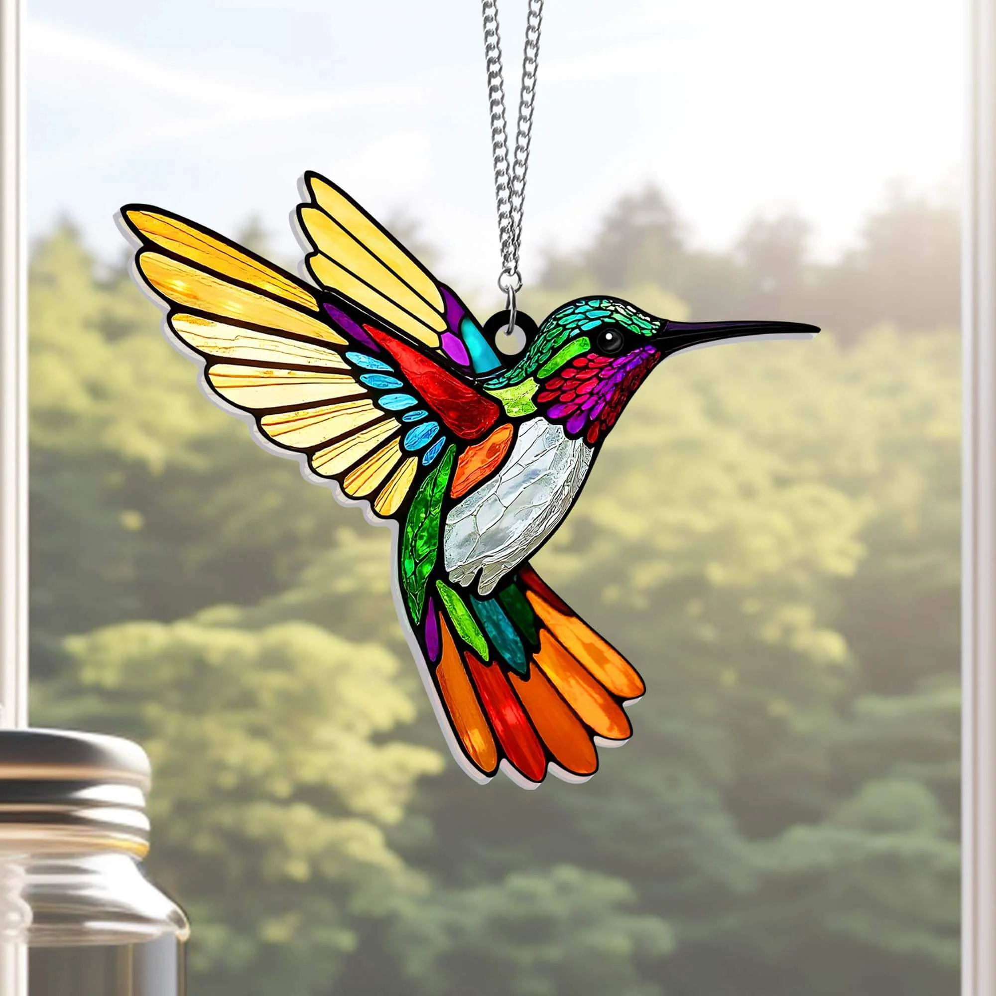 Hummingbird Suncatcher Hanging Sign
