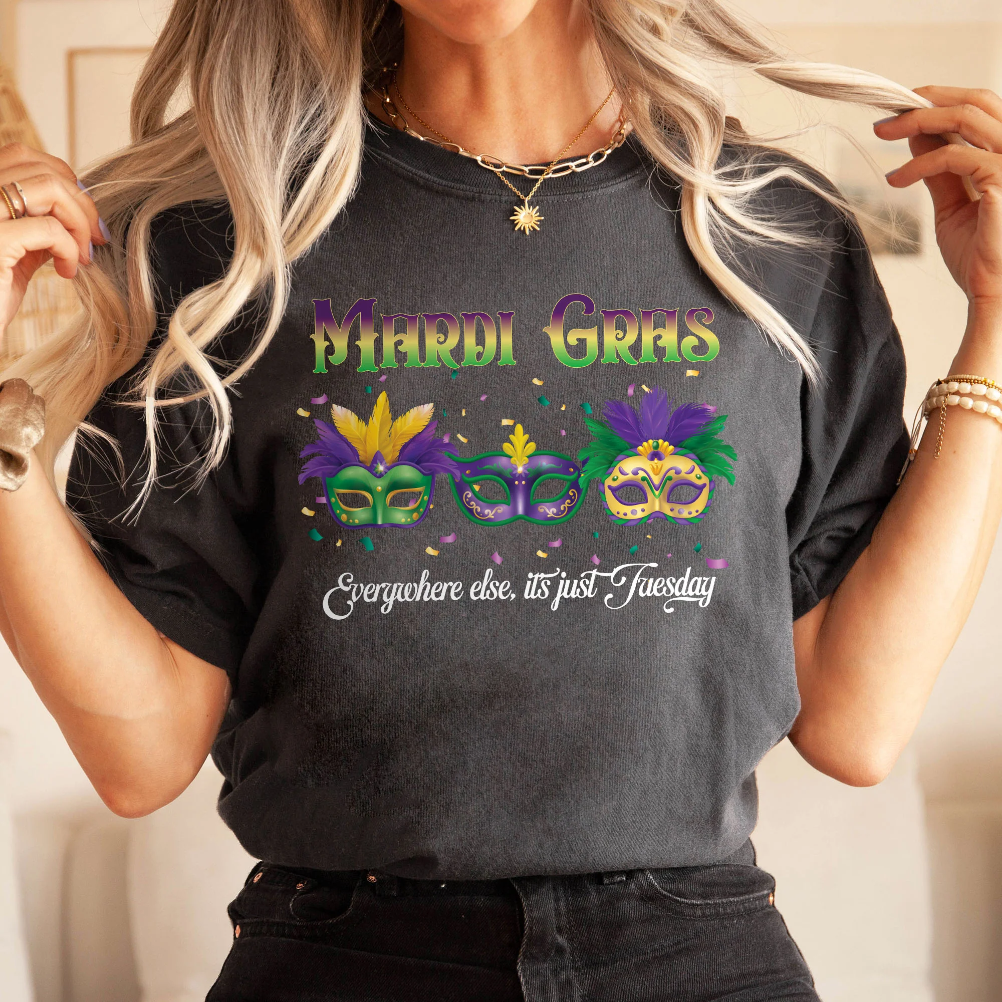 Happy Mardi Gras Comfort Color T-Shirt, Fleur De Lis Festival