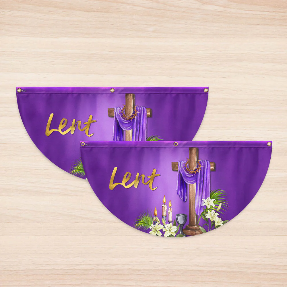 The Season Of Lent Easter Christian Non-Pleated Fan Flag