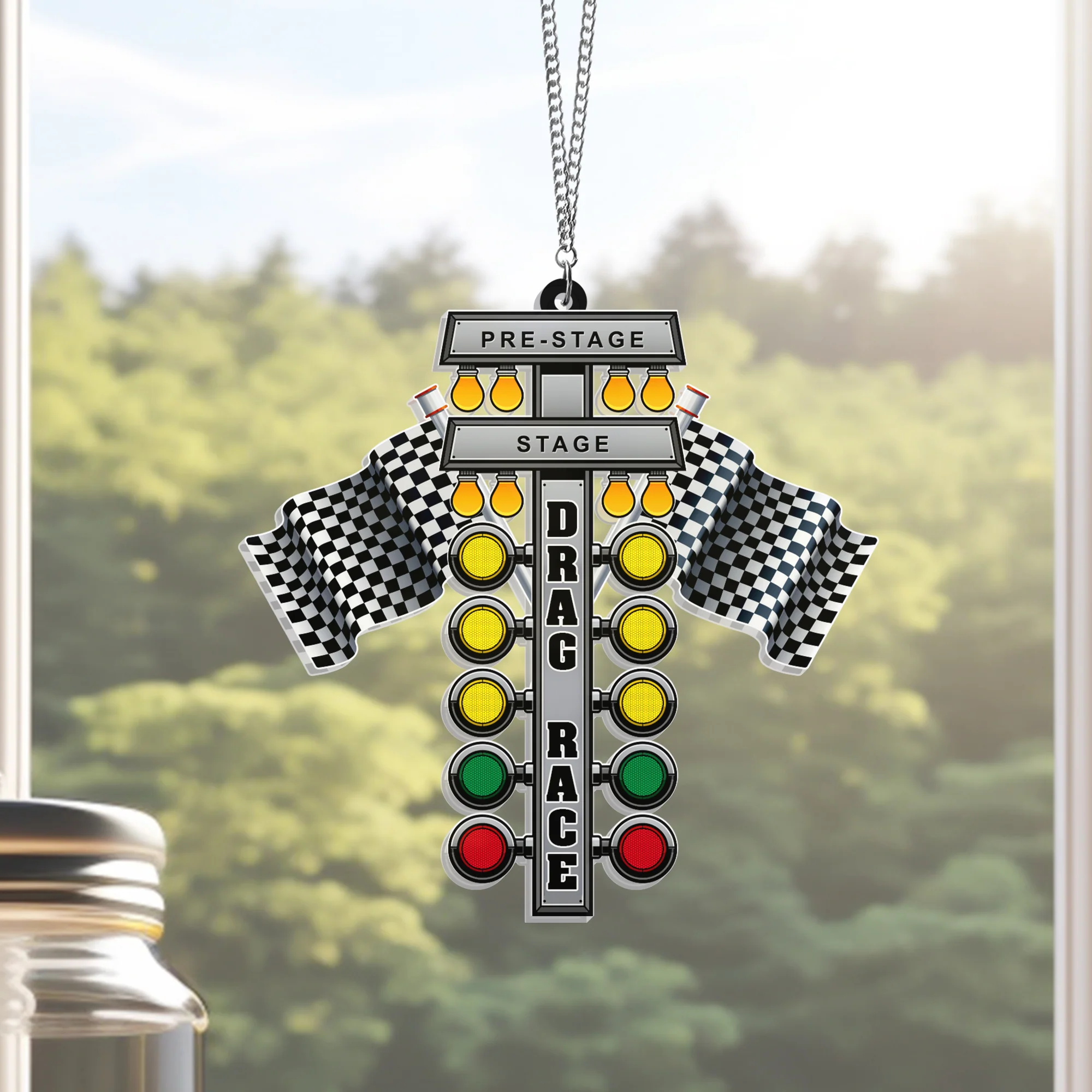 Drag Racing Acrylic Suncatcher Hanging Sign