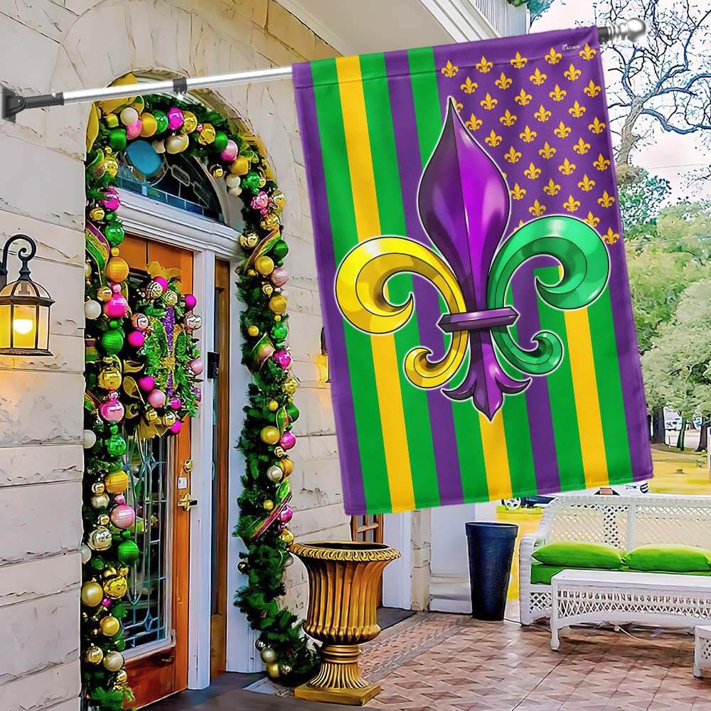 Mardi Gras Fleur De Lis American Flag
