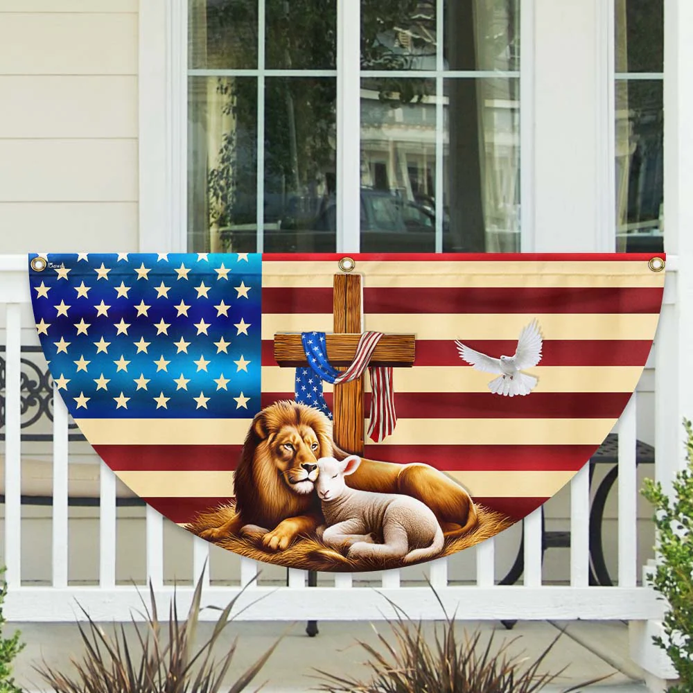 The Lion Of Judah And The Lamb Of God Bible Christian Non-Pleated Fan Flag