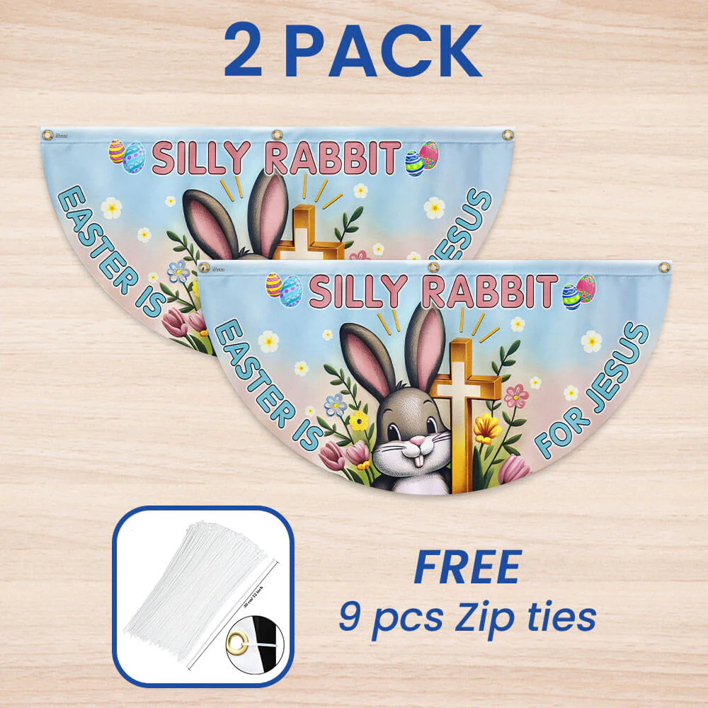 Bunny Easter Day Silly Rabbit Easter is for Jesus Non-Pleated Fan Flag