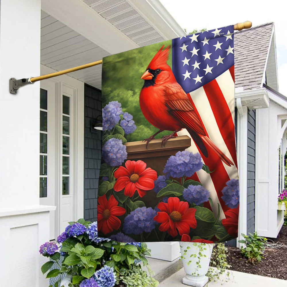 Patriotic Cardinal American Flag