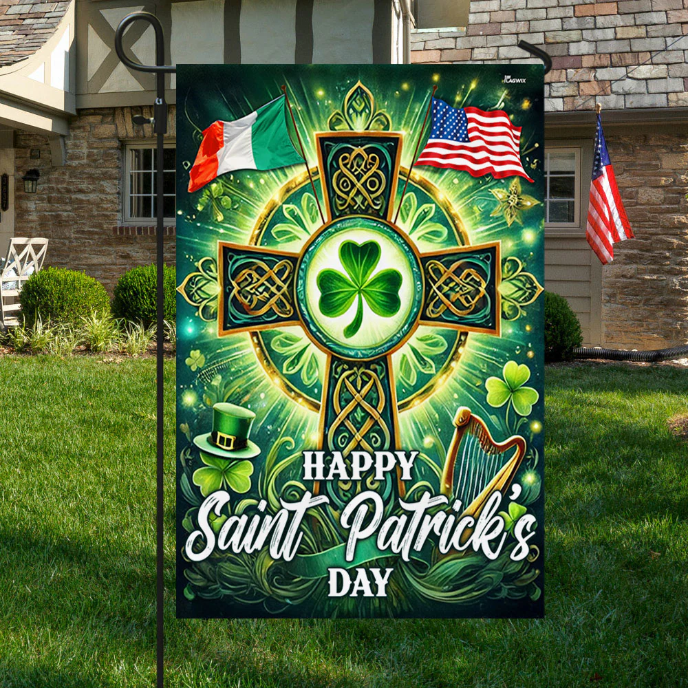 Irish Celtic Knot Cross St. Patrick’s Day Irish American Flag