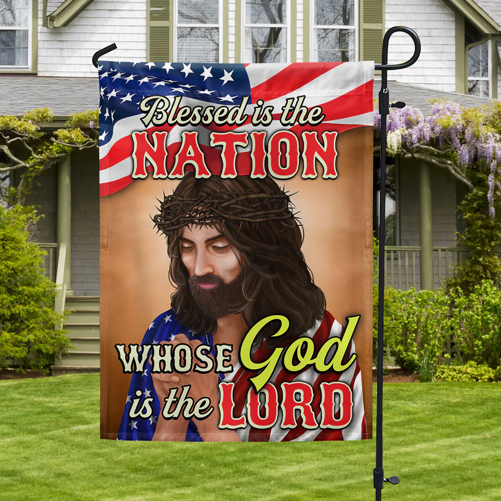 God Jesus American Flag Blessed Is The Nation Whose God Is The Lord