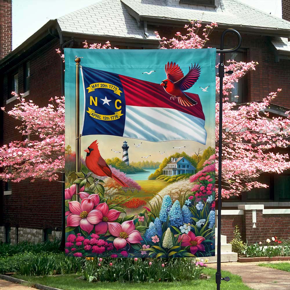 Bimipi Spring in North Carolina, Dogwood Flowers, Colorful Azaleas and Cardinal Flag