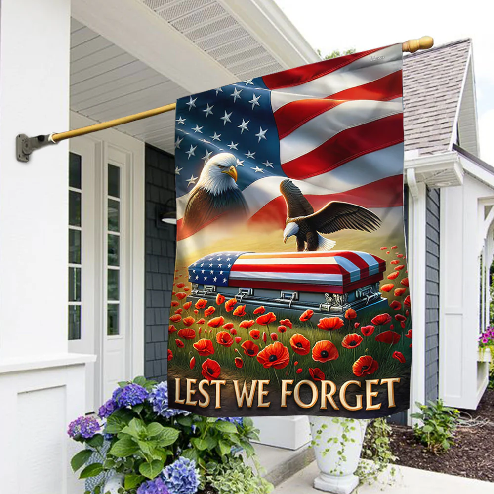 Lest We Forget Memorial Day American Flag, Veterans Day Flag