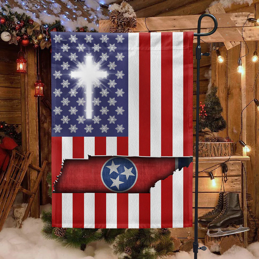 Tennessee American Flag God Bless Tennessee Flag