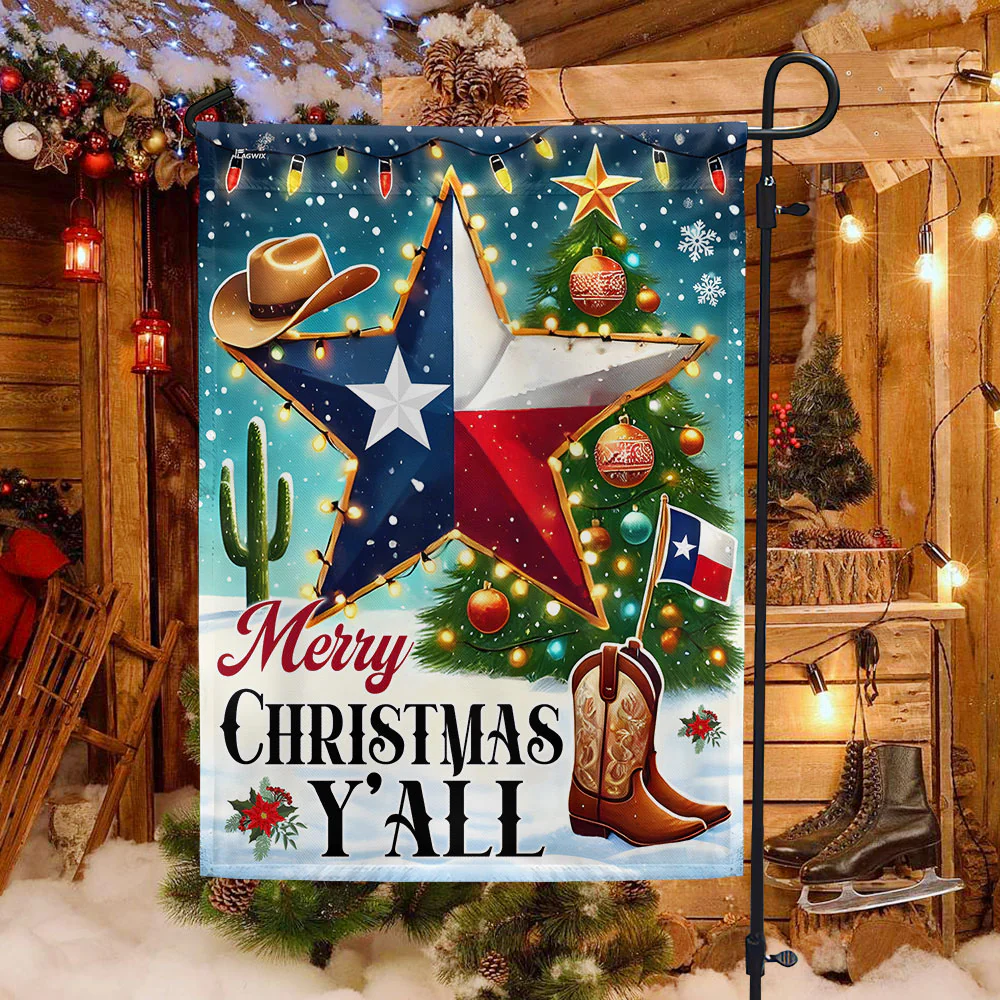 Texas Christmas Merry Christmas Y'all Flag