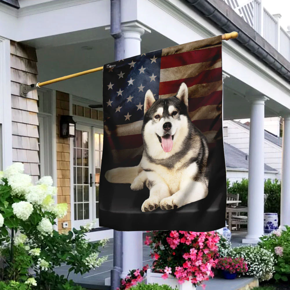 Siberian Husky American Flag