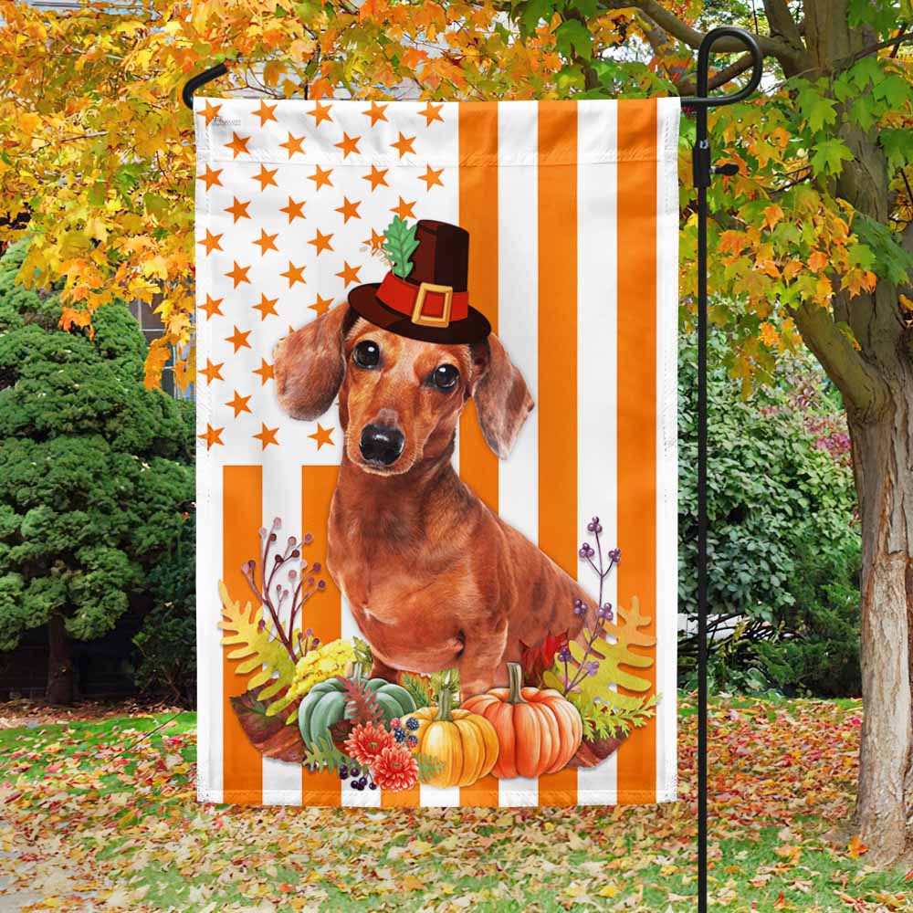 Halloween Dachshund American Flag Happy Thanksgiving Dachshund Flag