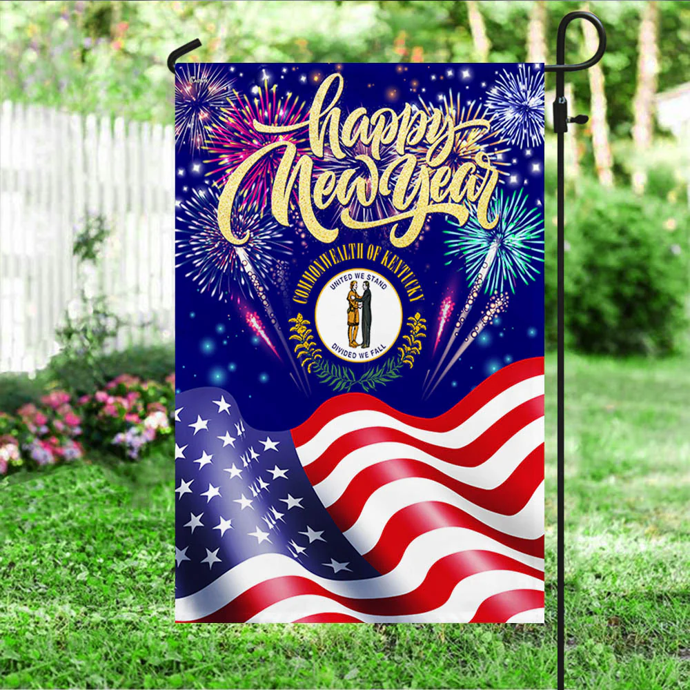 Kentucky State Happy New Year American Kentucky Flag