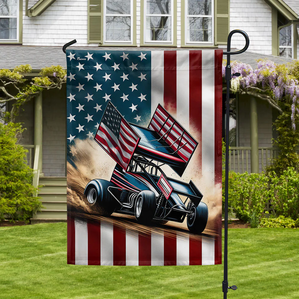 Bimipi  Sprint Car Racing Dirt Track Racing American Flag