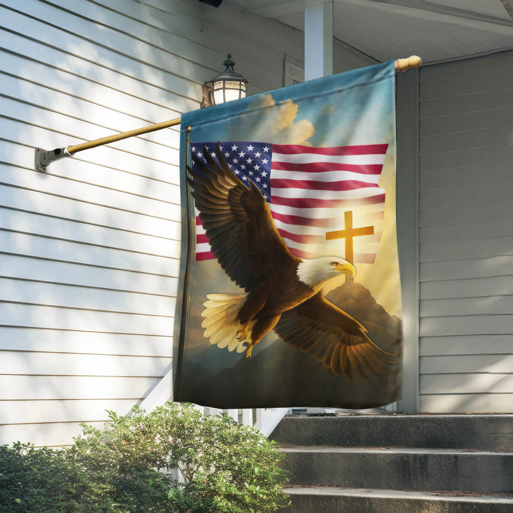 American Flag - Christian Patriotic Garden Flag with Bald Eagle for Outdoor Decor