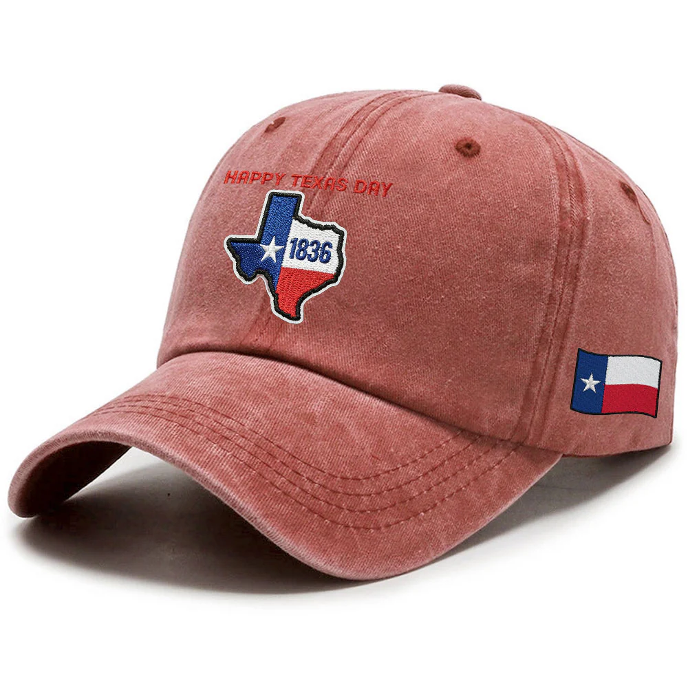 Happy Texas Day Washed Cap, Texas Independence Day Embroidered Cap