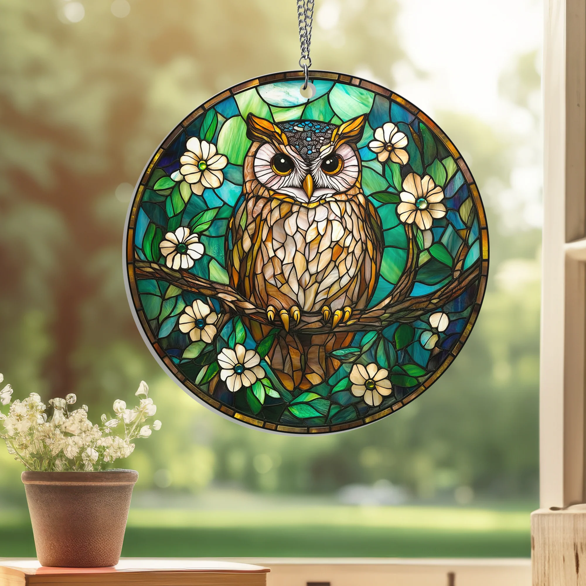 Owl On A Branch Suncatcher Acrylic Hanging