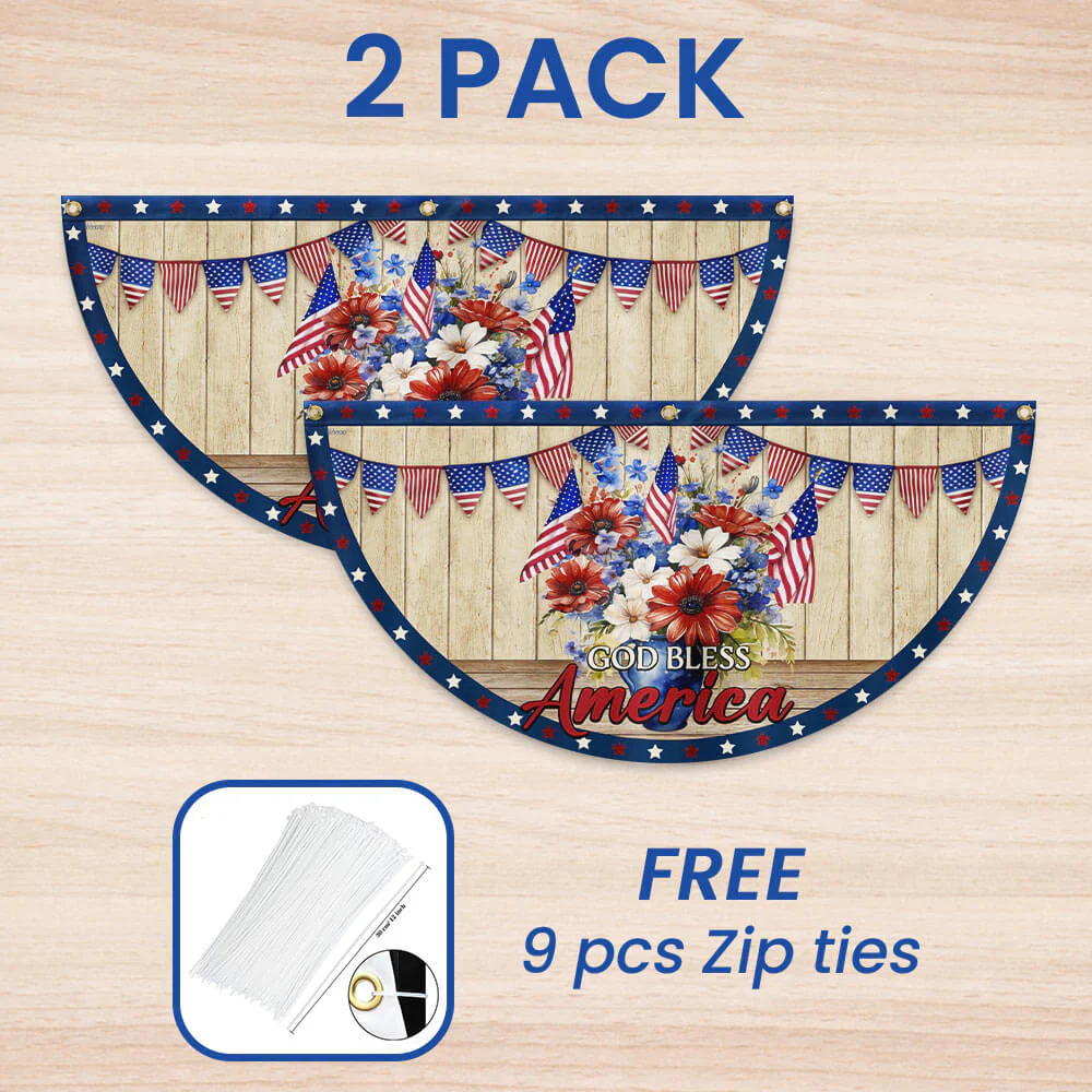 Bimipi American Flag - Patriotic Flowers Vase 4th of july God Bless America Non-Pleated Fan Flag