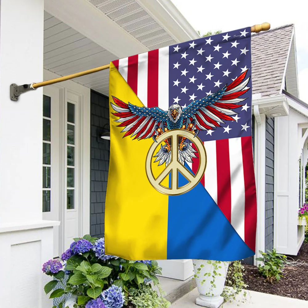 Ukraine Flag Peace Sign Ukrainian American Flag