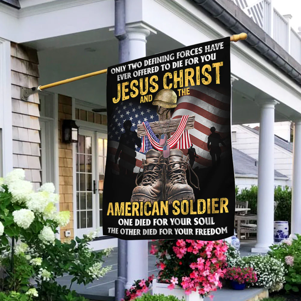 US Veterans Day Flag Jesus Christ and the American Soldier Patriotic American Flag 3-Day Shipping
