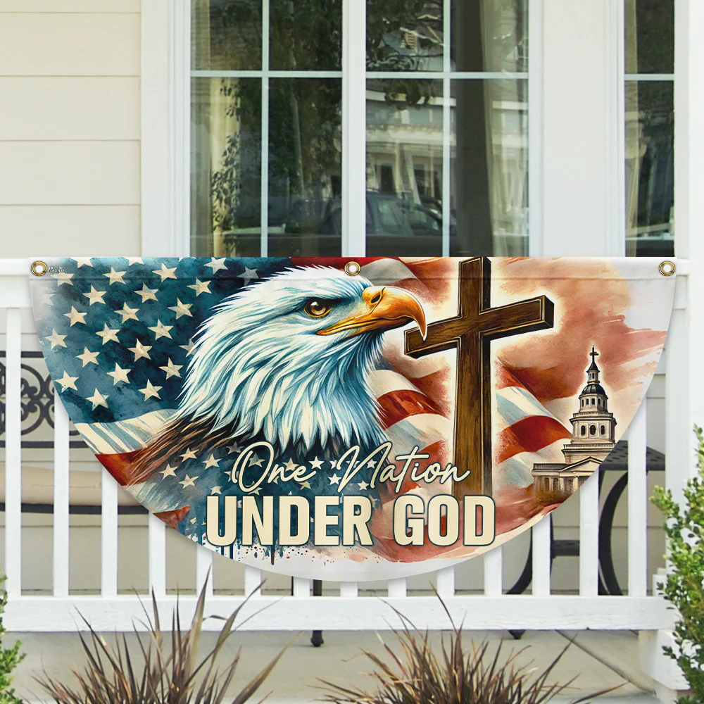 One Nation Under God Patriotic Eagle Non-Pleated Fan Flag