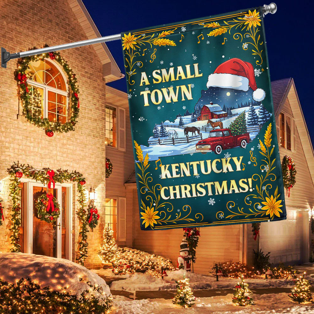 Kentucky Christmas Flag | Small Town Bluegrass Red Truck Farm Decor