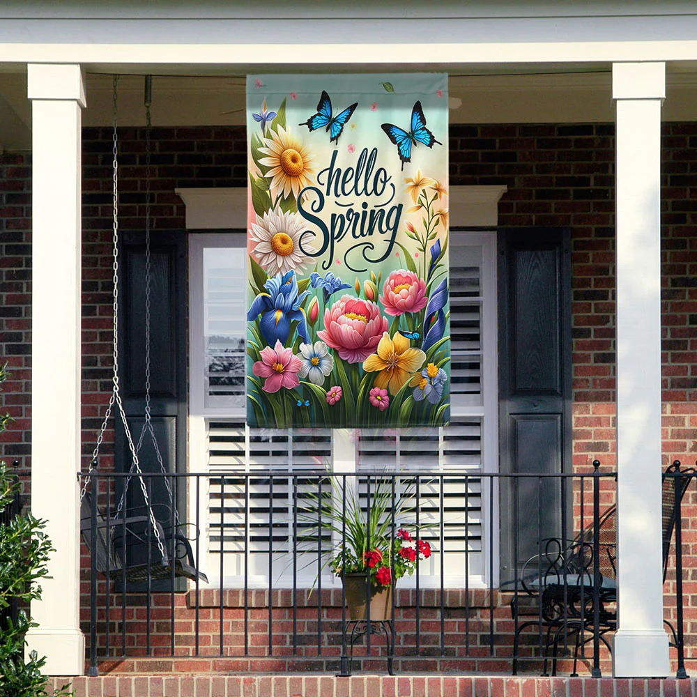 Hello Spring Flag for Outdoor Home Decor, Spring Seasonal Design