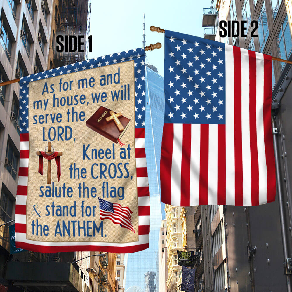 Bimipi American Flag - Jesus Christian Cross American Flag As For Me And My House We Will Serve The Lord Two-Sided Flag