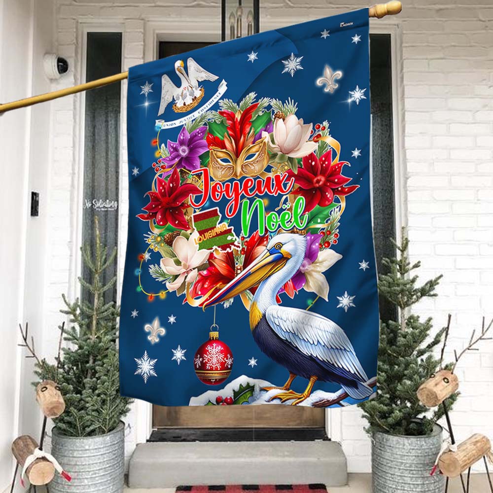 Joyeux Noel Merry Christmas In Louisiana Flag