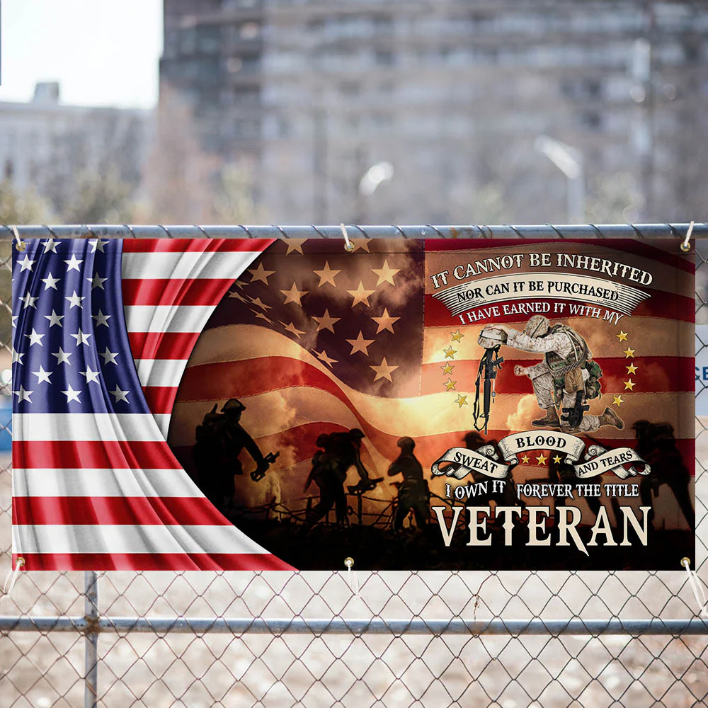 Memorial Day Veteran Banner Forever The Title Veteran Patriotic Memorial and Veterans Day Fence Decor
