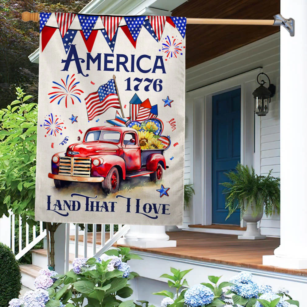 Bimipi American Flag - 4th Of july Truck America 1776 Land That I Love Flag