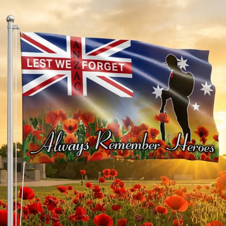 Anzac Day Australia Flag, Lest We Forget Veterans for Australia Day Decor