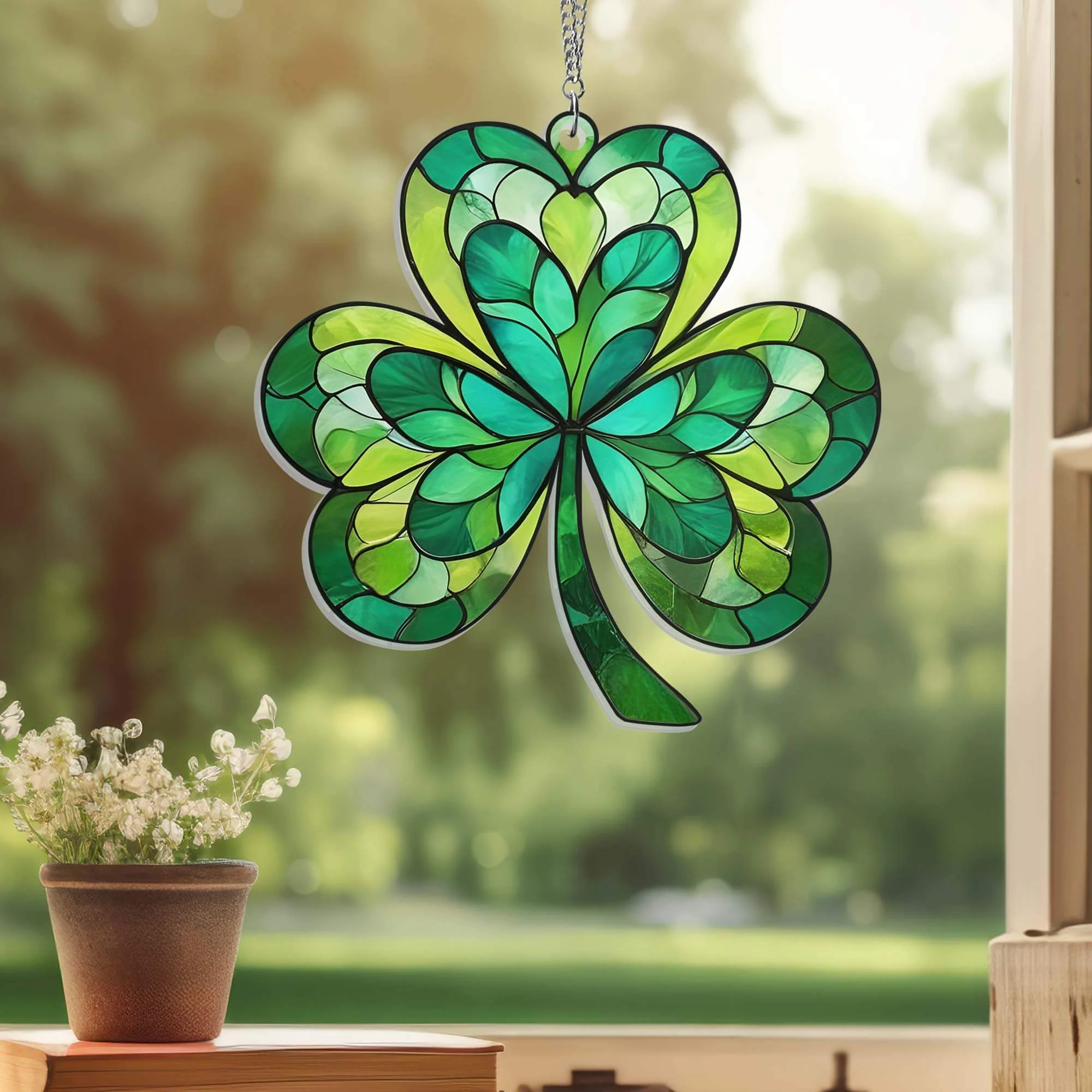 Shamrock Irish Saint Patrick's Day  Suncatcher Acrylic Hanging