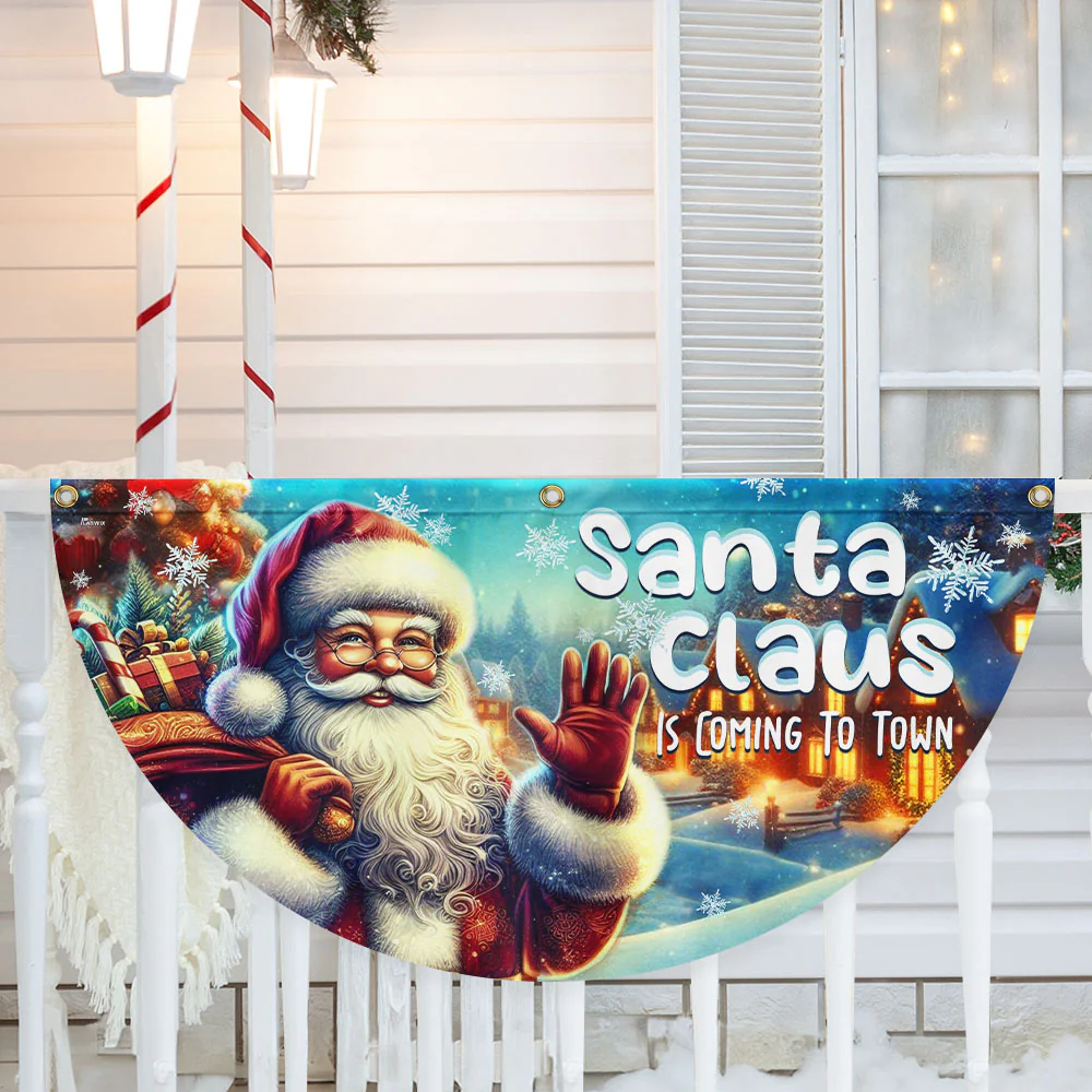 Santa Claus Is Coming Christmas Non-Pleated Fan Flag
