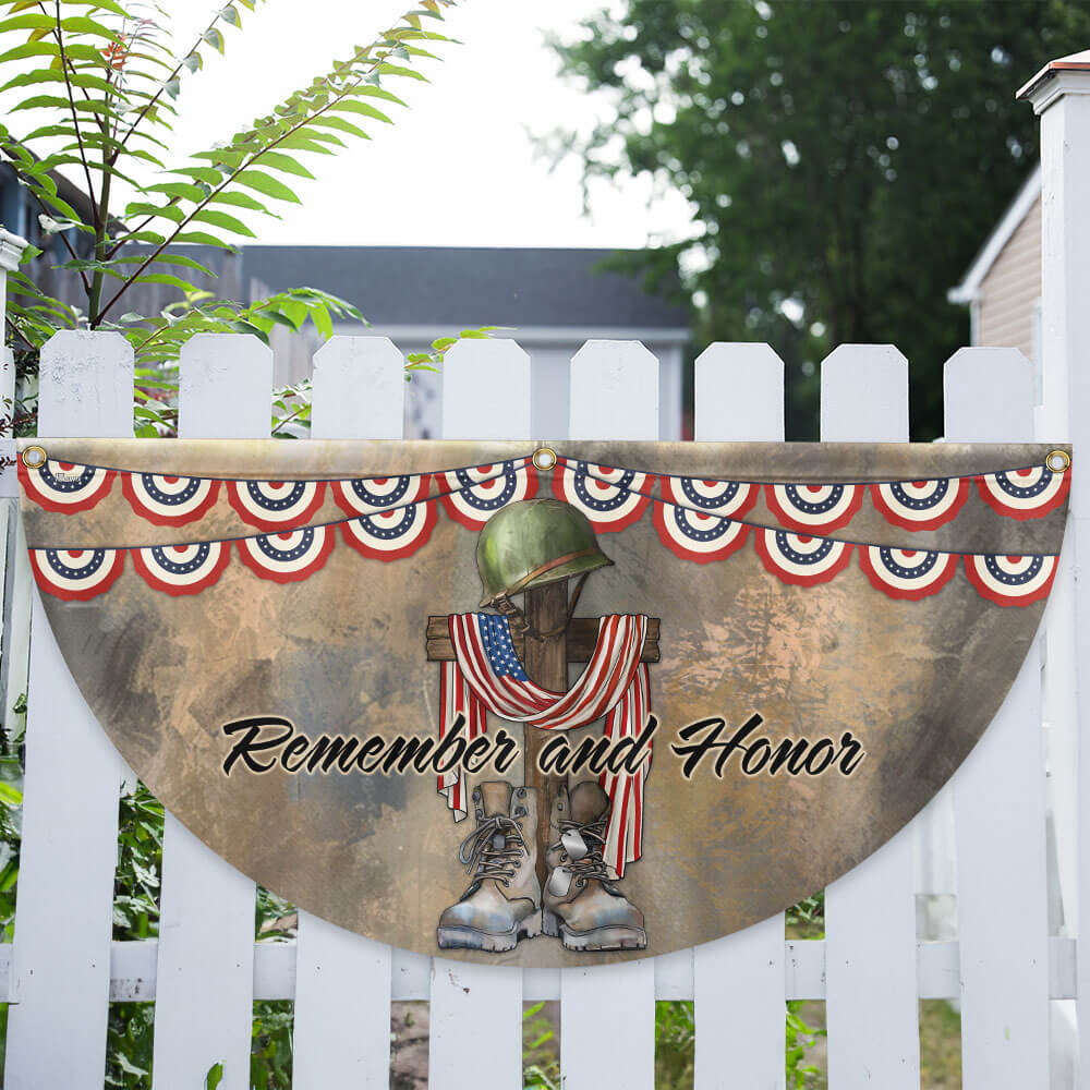 Memorial Day Flag Remember And Honor Veteran Non-Pleated Fan Flag