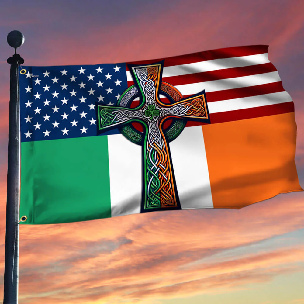 Irish Celtic Knot Cross St. Patrick’s Day Irish American Grommet Flag
