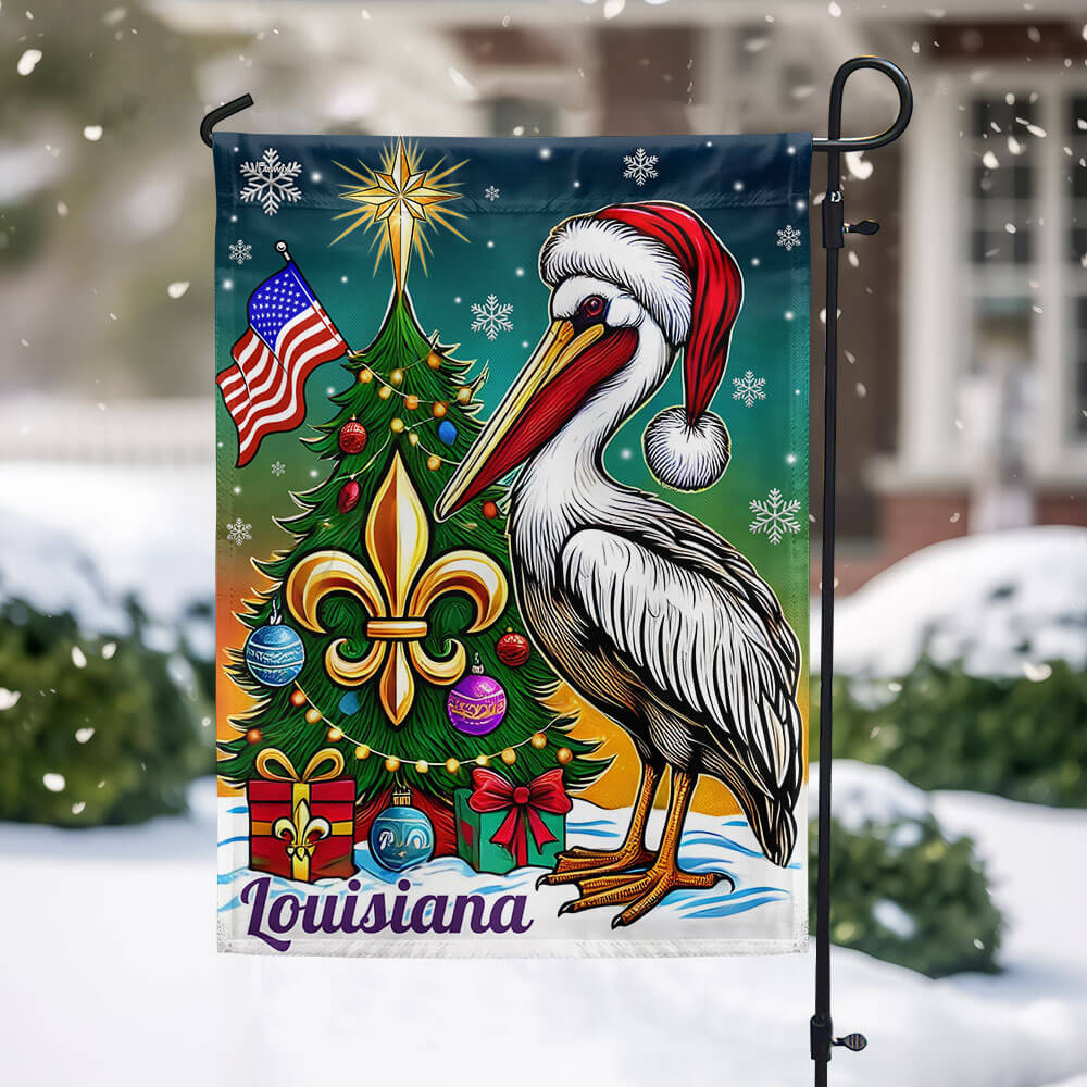 Louisiana Pelican Christmas Flag
