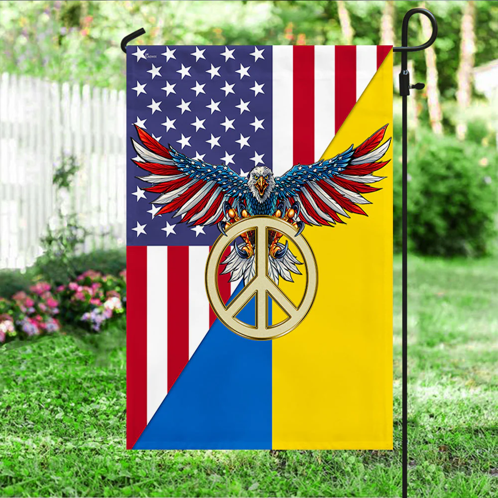 Ukraine Flag Peace Sign Ukrainian American Flag