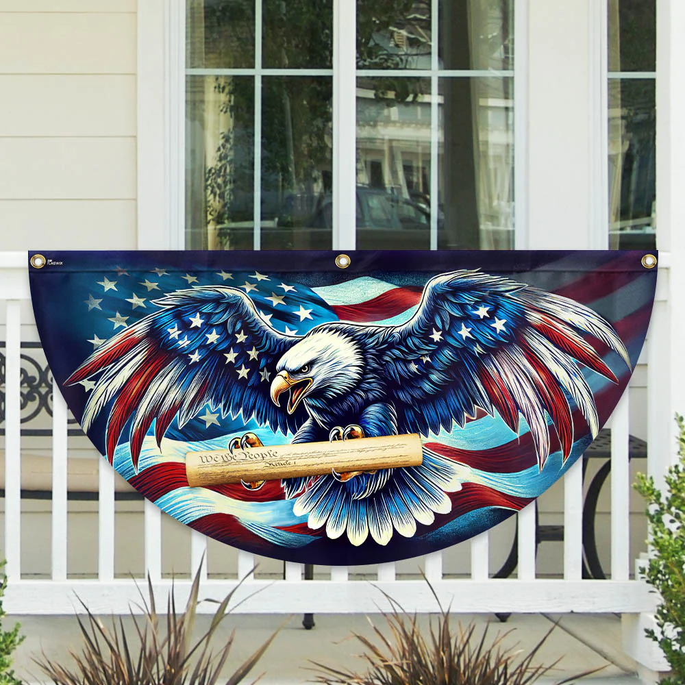 Patriotic Eagle We The People Non-Pleated Fan Flag