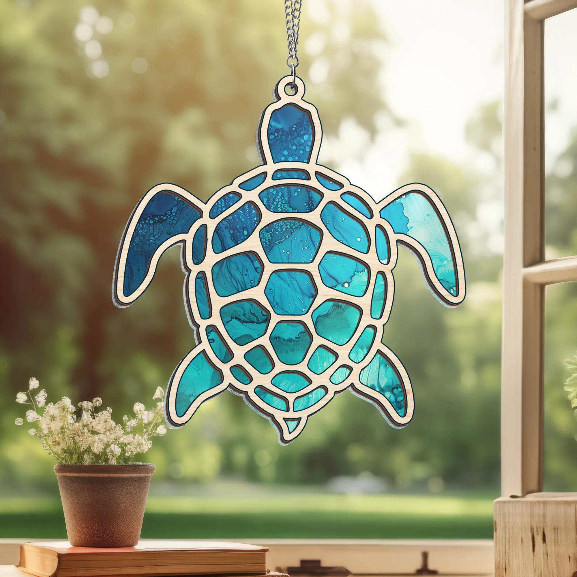 Sea Turtle 2 Layered Hanging Suncatcher