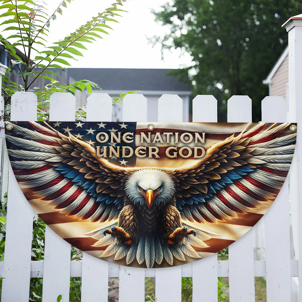 One Nation Under God Patriotic Eagle Non-Pleated Fan Flag