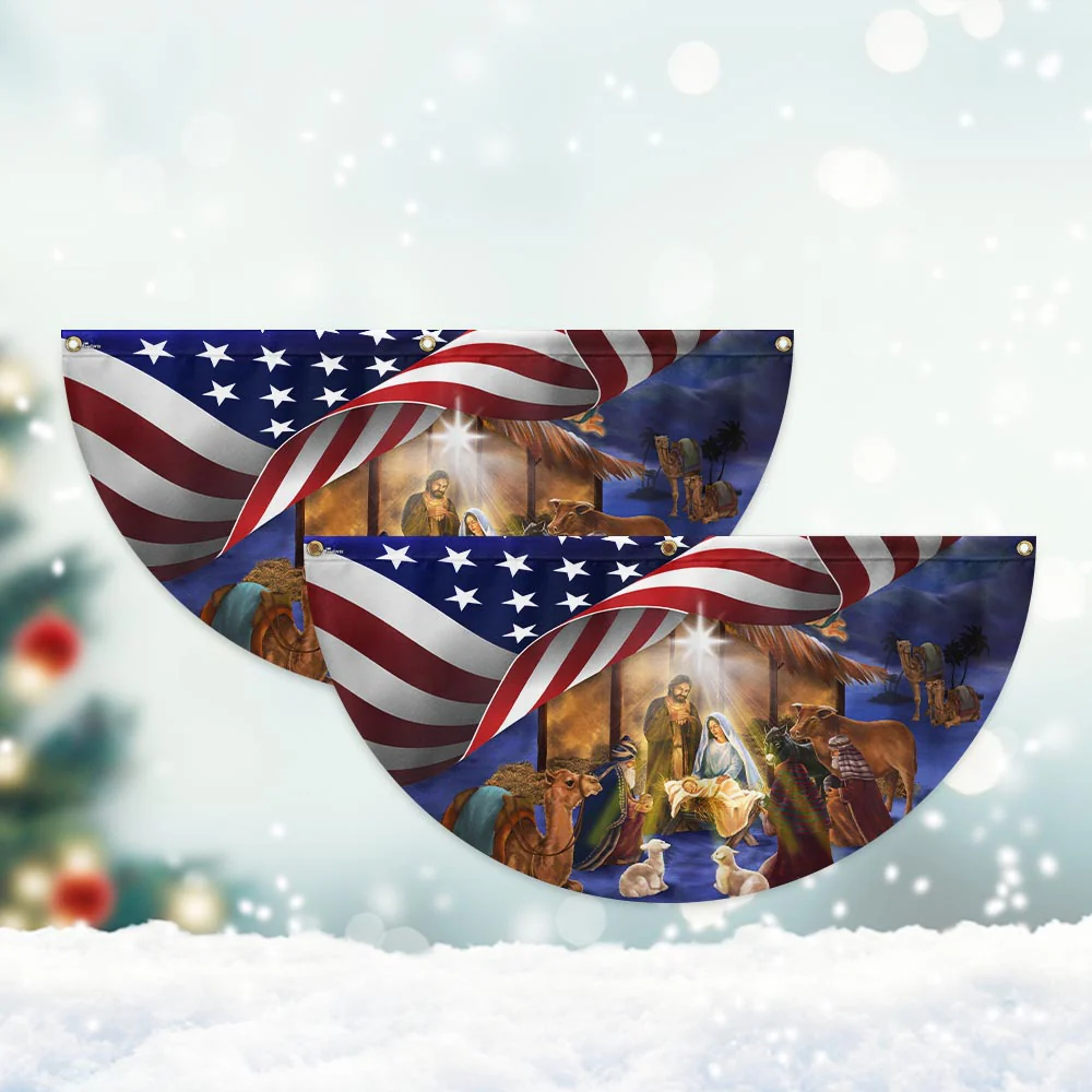 Christmas Flag Nativity Of Jesus O Holy Night Non-Pleated Fan Flag