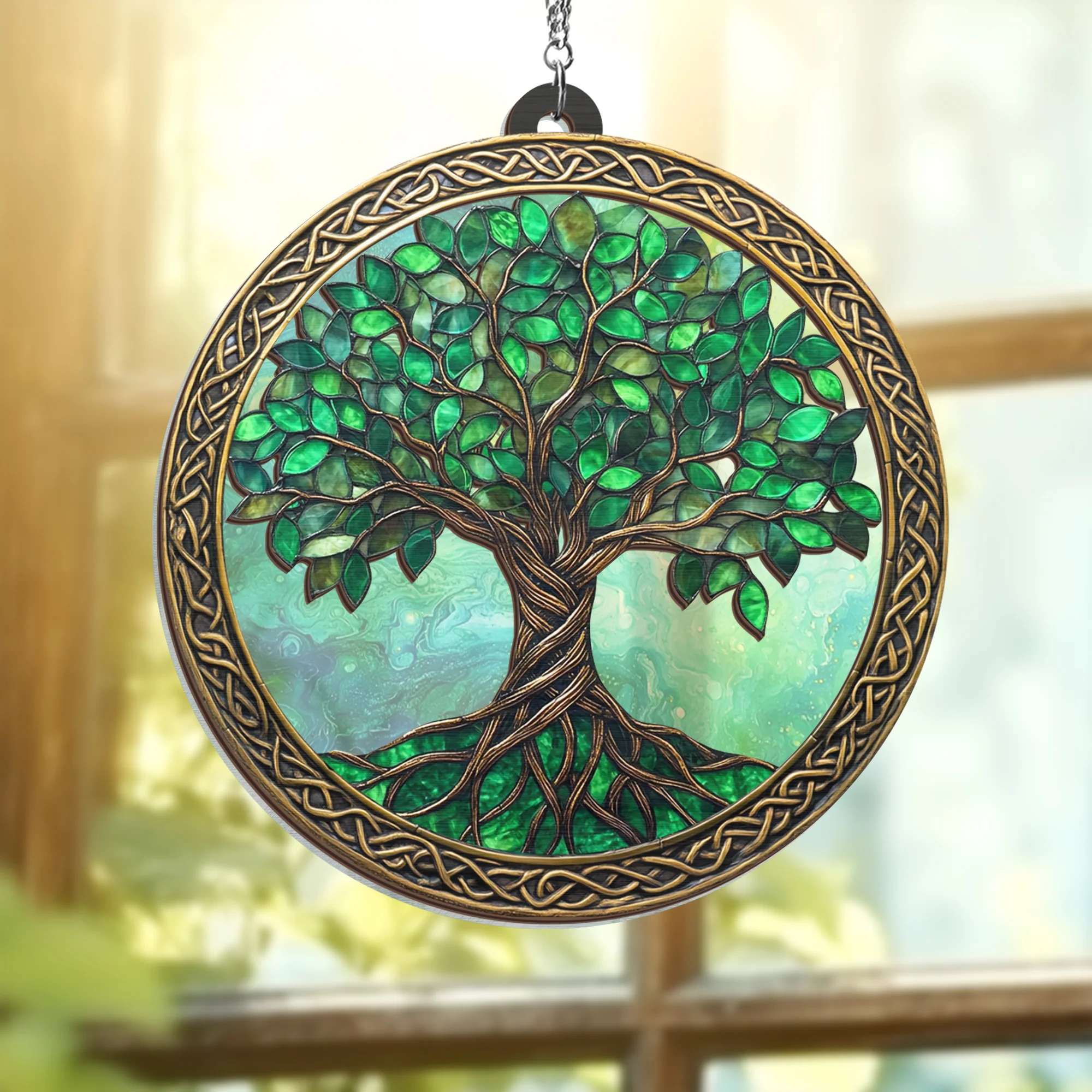 Celtic Tree of Life Irish 2 Layered Hanging Suncatcher