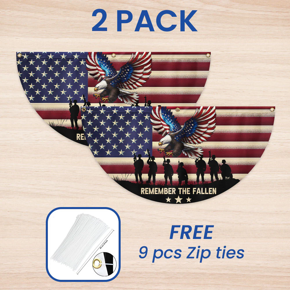 Remember the Fallen Veterans Memorial Day Patriotic Non-Pleated Fan Flag