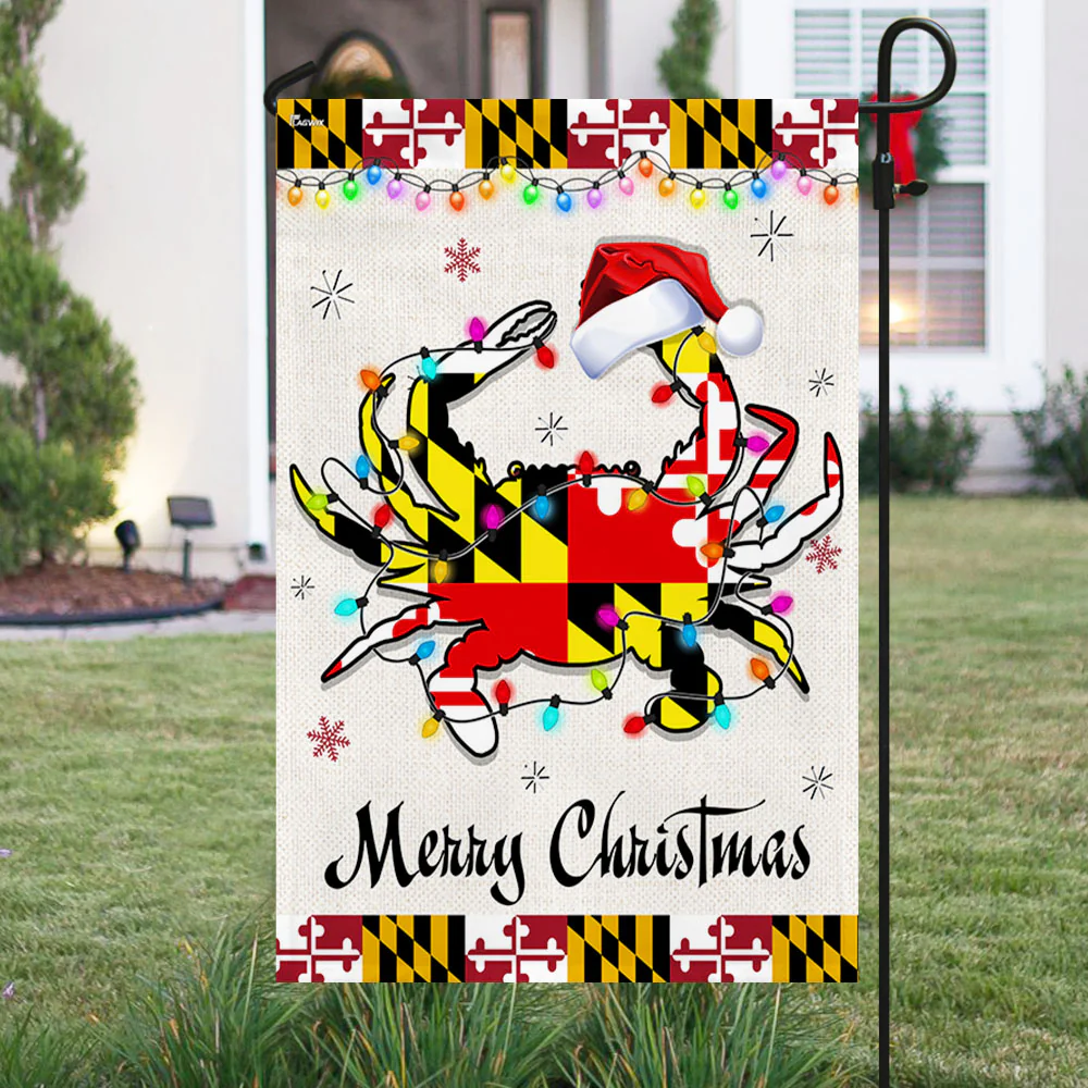 Maryland Crab Christmas Flag  - Holiday Gift for Festive Decor with 3-Day Shipping